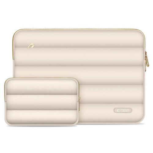 Tech-Protect Puffy PC-veske 13-14" med tilbehørslomme - Beige