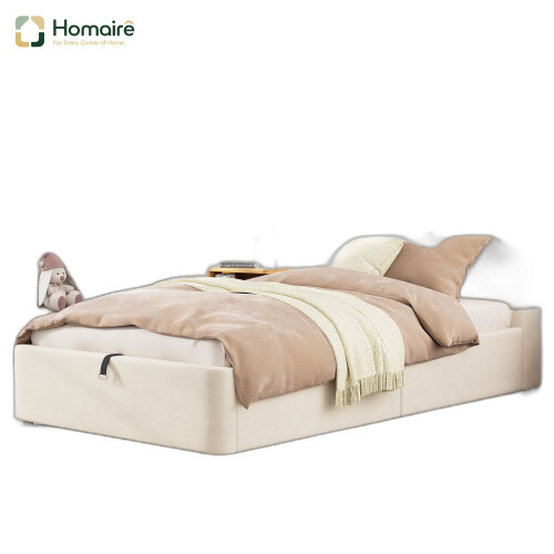 HOMAIRE Velvet Upholstered Single Bed Beige