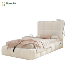 HOMAIRE Beige Velvet Single Hydraulic Bed 90x190cm
