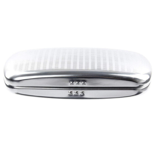 2pcs Glasses Case, Aluminum Hard Shell Eyeglasses Case Striped Spectacles Box for Small and Medium Frames -  & Silver 1