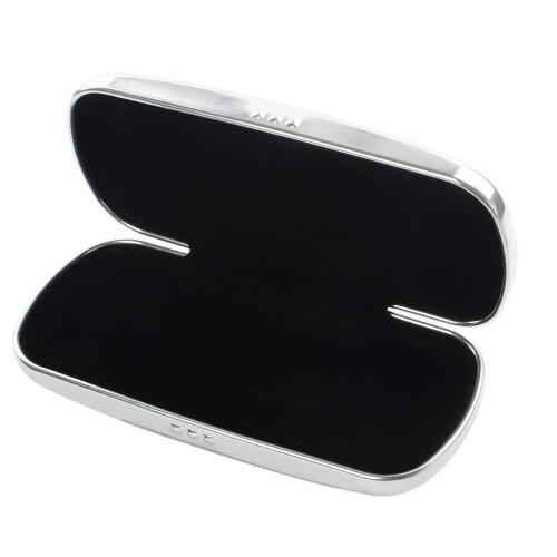 2pcs Glasses Case, Aluminum Hard Shell Eyeglasses Case Striped Spectacles Box for Small and Medium Frames -  & Silver 2