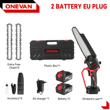 ONEVAN Tronçonneuse électrique sans fil, moteur brushless 4500W, 8 pouces, avec lot de 2 batteries