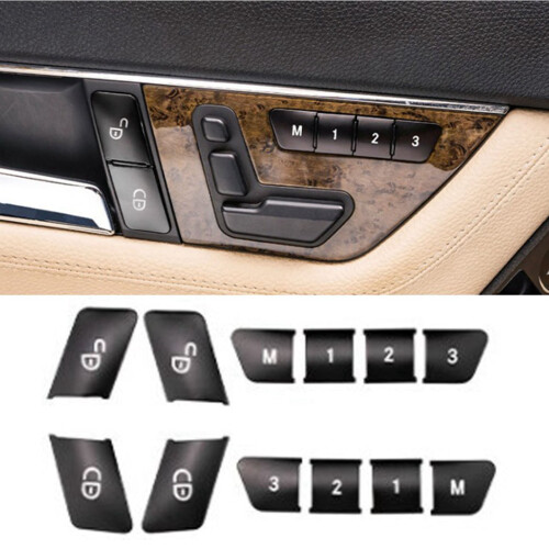 12Pcs Door  Memory Lock  Stickers for   a B C E Class CLA & 12x Window  Button Trim Sticker 2