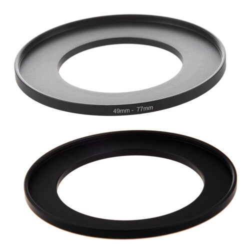 2Pcs Camera Lens Filter Step   49mm-77mm/58-77mm Adapter Black 1