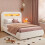 HOMAIRE White Bouclé Single Bed with Storage 5