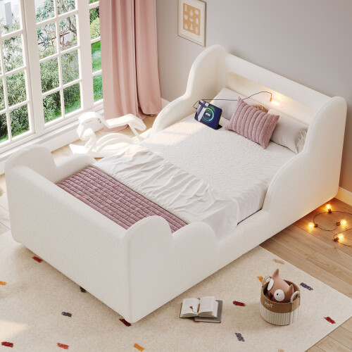 HOMAIRE Toddler Bed 3ft Single Beige with LED 2