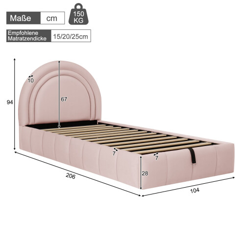 HOMAIRE Pink Velvet Single Upholstered Bed 1