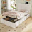 HOMAIRE Single Upholstered Bed with Storage Beige 3