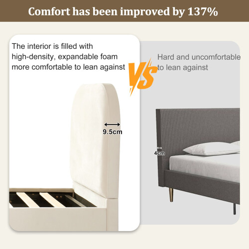 HOMAIRE Velvet Upholstered Single Bed Beige 1