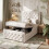 HOMAIRE Beige Velvet Single Upholstered Bed 5