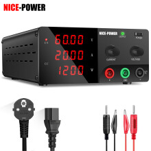 NICE-POWER Alimentation de Laboratoire DC 60V 20A, Réglable, pour Charge de Batterie et Réparation