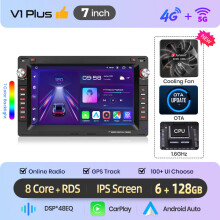Junsun Android Autoradio V1Plus, 7 inch, 6GB RAM + 128GB Speicher, kabelloses CarPlay und Android Auto für VW