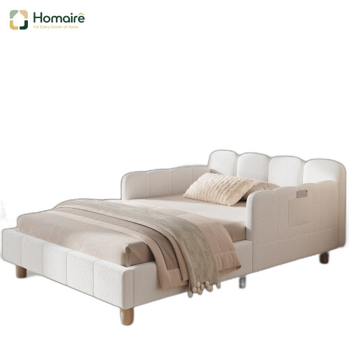 HOMAIRE Beige Bouclé Upholstered Single Bed