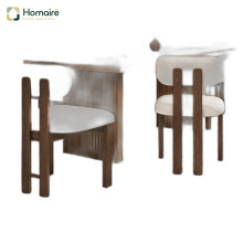 HOMAIRE Walnut Boucle Dining Chairs Set of 4