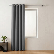 (Dark Grey, 66" x 84" (Single Panel)) Insulated Blackout Curtain Pair Eyelet Ring Top Drape