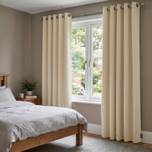 (Cream , 90" x 90") Insulated Blackout Curtain Pair Eyelet Ring Top Drape