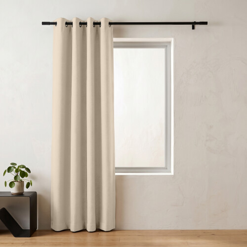 (Cream , 66" x 84" (Single Panel)) Insulated Blackout Curtain Pair Eyelet Ring Top Drape