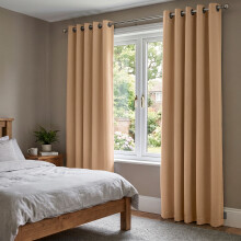 (Beige, 66" x 72") Insulated Blackout Curtain Pair Eyelet Ring Top Drape