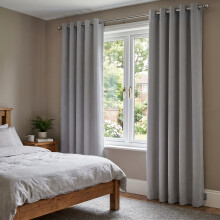 (Light Grey, 46" x 54") Insulated Blackout Curtain Pair Eyelet Ring Top Drape