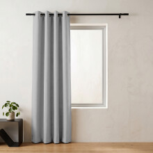 (Light Grey, 66" x 84" (Single Panel)) Insulated Blackout Curtain Pair Eyelet Ring Top Drape