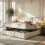 HOMAIRE King Size Upholstered Bed White Bouclé 4