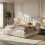 HOMAIRE King Size Upholstered Bed White Bouclé 5