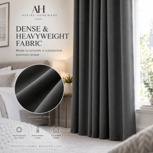 (Dark Grey, 66" x 84" (Single Panel)) Insulated Blackout Curtain Pair Eyelet Ring Top Drape 2