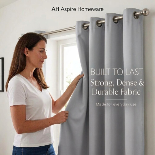(Light Grey, 66" x 84" (Single Panel)) Insulated Blackout Curtain Pair Eyelet Ring Top Drape 1