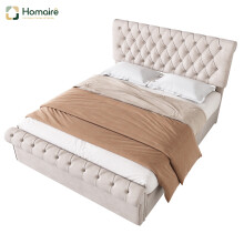 HOMAIRE Velvet Upholstered Double Bed Beige