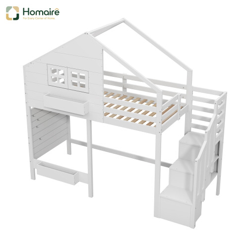 HOMAIRE White Pine Loft Bunk Bed 90x190cm