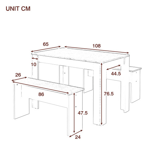 HOMAIRE White Dining Table Set with Benches 1