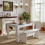 HOMAIRE White Dining Table Set with Benches 4