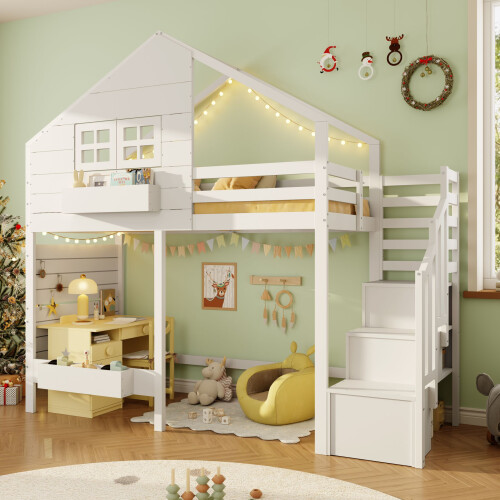 HOMAIRE White Pine Loft Bunk Bed 90x190cm 2
