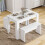 HOMAIRE White Dining Table Set with Benches 5