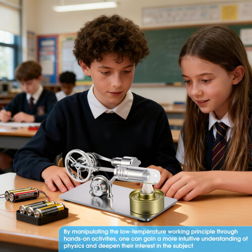 Low Temp Stirling Engine, DIY Motor Model Kit, Heat Powered Engine with Metal Construction, Educational Science Experiment Model for Students & Adults 2
