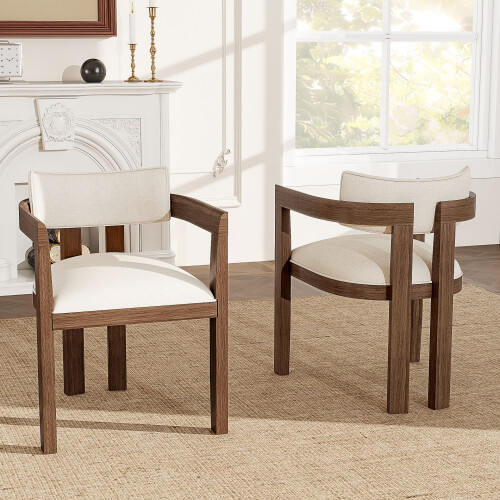 HOMAIRE Walnut Solid Wood Dining Chairs Set of 2 2