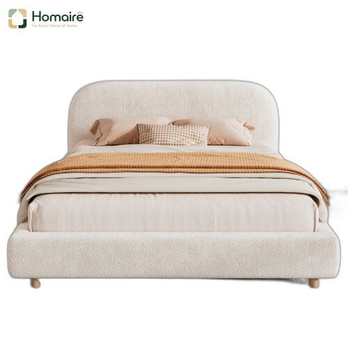 HOMAIRE 4ft6 Ottoman Bed Frame White Boucle