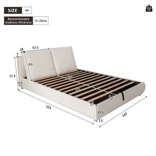HOMAIRE 4ft6 Ottoman Storage Bed Frame White 1