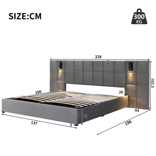 HOMAIRE Grey Velvet Upholstered Double Bed 4ft6 1
