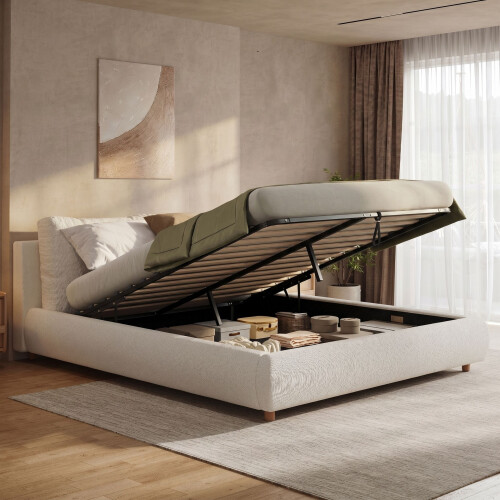 HOMAIRE 5ft Ottoman Storage Bed Frame White 2