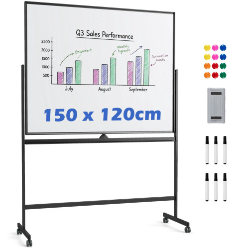 Mobile Double-Sided Magnetic Whiteboard with Stand 1