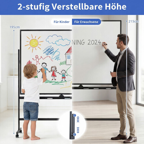 Mobile Double-Sided Magnetic Whiteboard with Stand 2