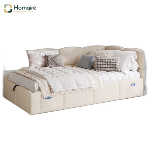 HOMAIRE Beige Upholstered Sofa Bed 90x190cm