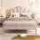 HOMAIRE Pink Velvet Double Bed with Adjustable 4