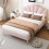 HOMAIRE Pink Velvet Double Bed with Adjustable 6