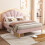 HOMAIRE Pink Velvet Double Bed with Adjustable 3