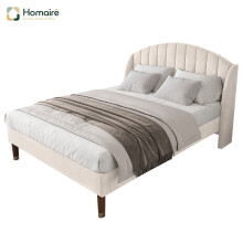 HOMAIRE Single Velvet Upholstered Bed Beige