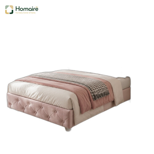 HOMAIRE Pink Velvet Single Upholstered Bed 3ft