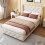 HOMAIRE Beige Linen Upholstered Single Bed 3ft 3
