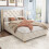 HOMAIRE Beige Linen Upholstered Single Bed 3ft 6